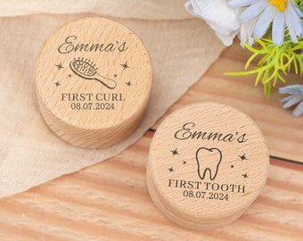 Custom Baby Tooth Fairy Box, First Curl Keepsake Box, Storage Pots Gift,A Set of Baby's First Curl & First Tooth Box,Children's Keepsake Box