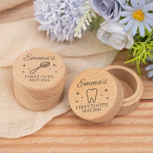 Personalized Baby First Curl Box, Baby First Haircut Keepsake, Baby&#39;s First Lock of Hair Keepsake, Children&#39;s Keepsake set, Gift for New Mom