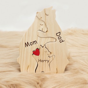 Cutom Engraved Name Family Puzzle,3 Person Animal Figurines,Family Keepsake Gift,Fathers Day Gift,Gifts for Daddy,Papa Gifts,Gift for Mom image 5