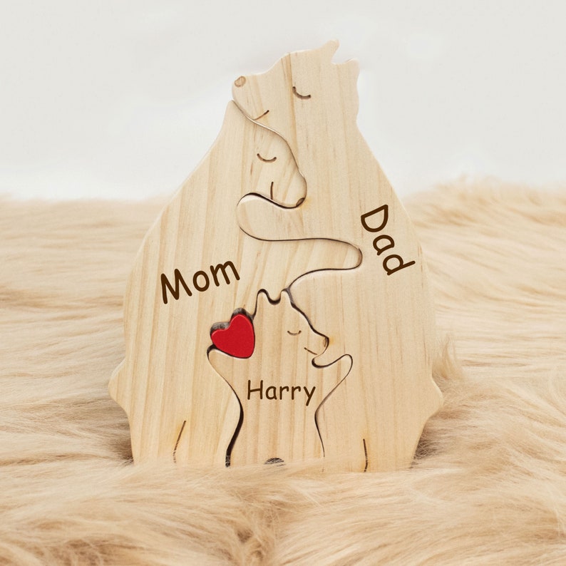 Cutom Engraved Name Family Puzzle,3 Person Animal Figurines,Family Keepsake Gift,Fathers Day Gift,Gifts for Daddy,Papa Gifts,Gift for Mom image 5