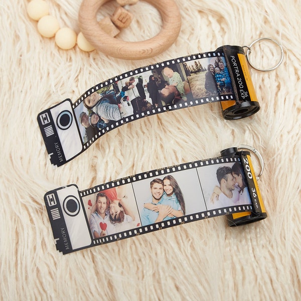 Personalisierter Foto-Filmrollen-Schlüsselanhänger, individueller Bild-Schlüsselanhänger, Geschenke für Liebhaberfamilie, Kamera-Filmrollen-Schlüsselanhänger, Erinnerungsalbum, Jubiläumsgeschenk