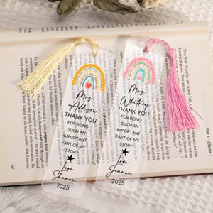 Personalisiertes Lehrer Lesezeichen, Regenbogen Lehrer Lesezeichen, Danke Geschenk für Lehrer, Lehrer Wertschätzung Geschenk, benutzerdefiniertes Lesezeichen für Lehrer