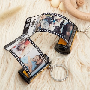 Camera Film Roll Keyring,Personalized Photo Film Roll Keychain,Custom Picture Keyring,Gift For Lover Family,Valentine's Day Gift for her him