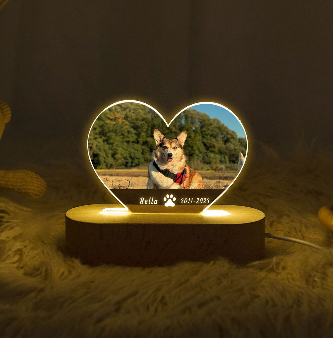 Custom Pet Photo Night Lightdog Night Light Pet Memorial Etsy