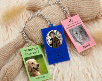 Personalised Photo Keyring Custom Message Keychain Boyfriend Girlfriend Valentines Music Love Birthday Wedding Christmas