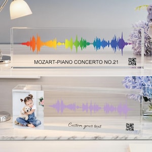 Arte de ondas sonoras con código QR, ondas sonoras con código QR, regalo de grabación de voz personalizada, placa acrílica con canción, regalo de grabación de voz, regalos para el Día de la Madre