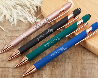 Stylo luxueux personnalisé en or rose au toucher doux, stylos cadeaux pour femme, cadeau meilleure amie, cadeau d'anniversaire, stylo personnalisé fantaisie, cadeau de remise des diplômes