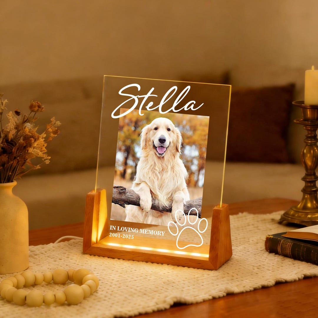 Personalized Pet Photo Memorial Night Light: Custom Dog Cat Loss Gift ...