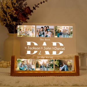 Personalized Photo Night Light, Fathers Day Gifts, Personalized Gifts, Bedroom Night Light,Gift for Dad,Best Dad Ever,Custom Name Light