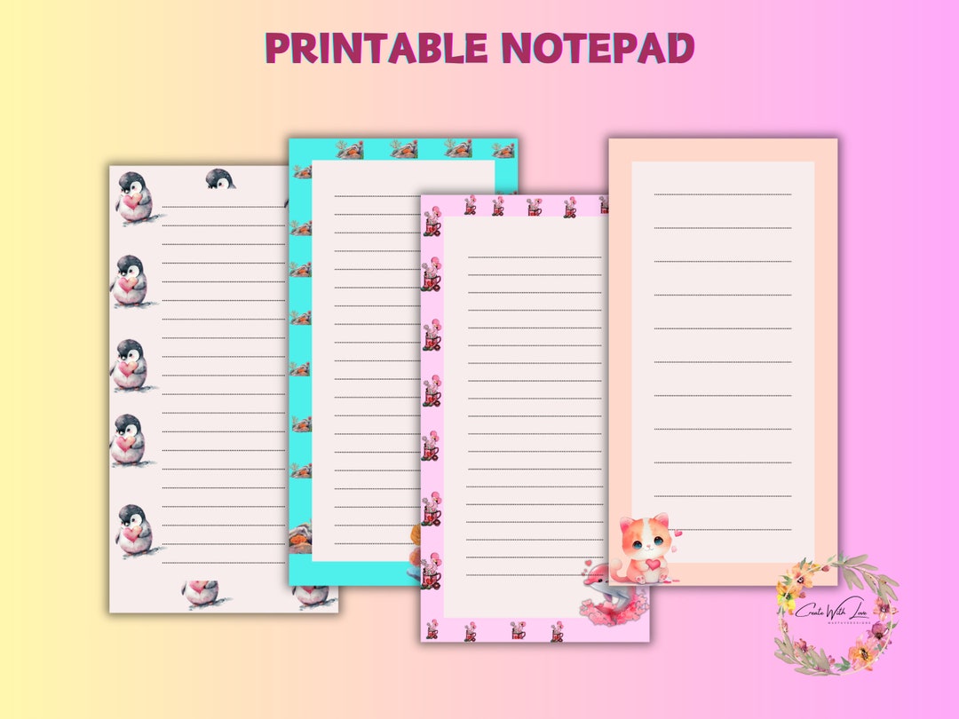 Printable Notepad, PDF File Notepad, PDF Notepad, Printable Memo Pad ...