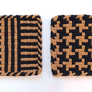 Agarraderas de algodón tejidas a mano (juego de 2) - Decoración de cocina hecha en EE. UU.