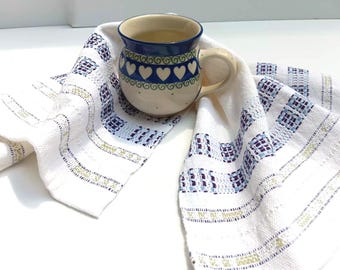 Handwoven Cotton Linen Kitchen Towel: Floral Bouquet Dish Cloth