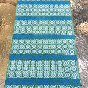 Handwoven Floral Table Runner, Overshot Woven Runner, 100% Cotton