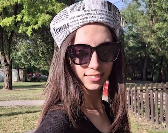 Newspaper Print Sailor Hat – Cotton Summer Hat for Women, Sailor hat for women