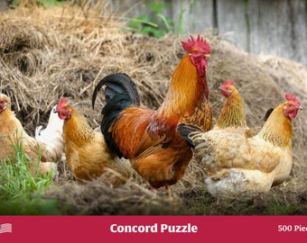 Puzzle da 500 pezzi con galline e galli