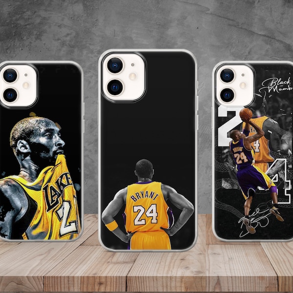 Kobe Bryant Phone Case, Black Mamba Basketball Phone Cover for iPhone 15 13 12 Pro 11 14 8 7 Samsung S23 S22 A73 A53 A13 A14 S21 Fe