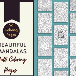 Wunderschöne Mandalas Malseiten für Erwachsene - 26 - US Letter Größe - Printable Downloads