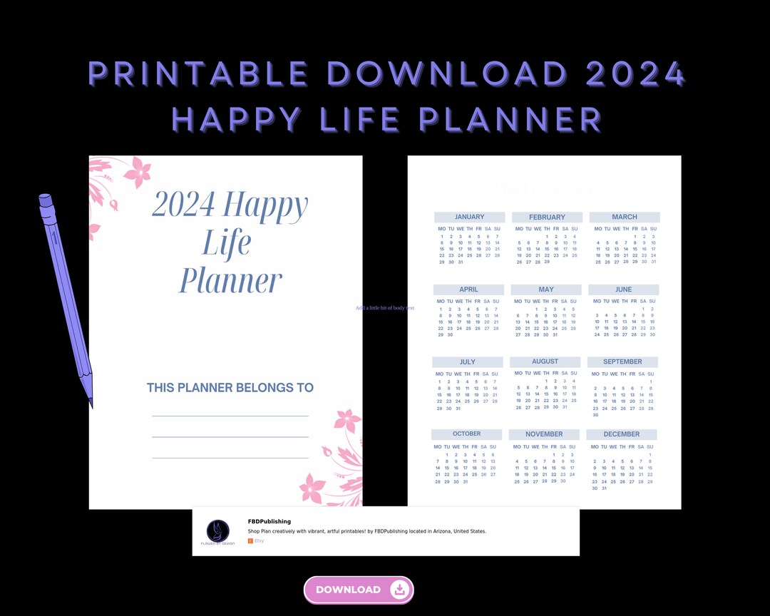 2024 Happy Life Planner Instant Download Printable Etsy