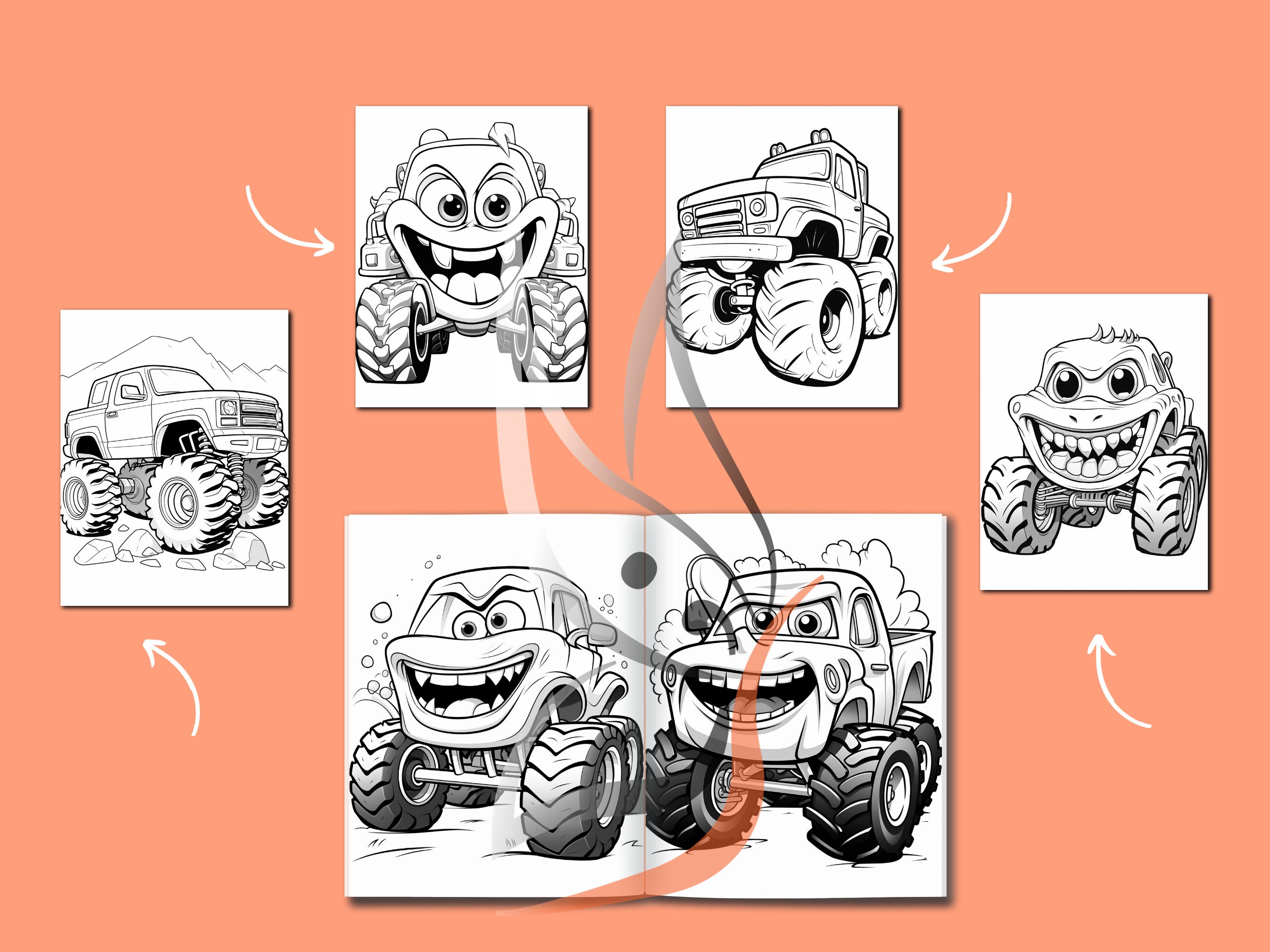 20 Monster Truck Coloring Pages for Kids - Instant Download - Etsy