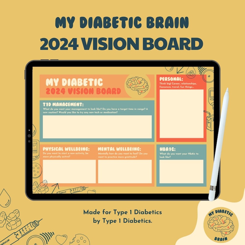 Type 1 Diabetes 2024 Vision Board Resource My Diabetic Brain Etsy