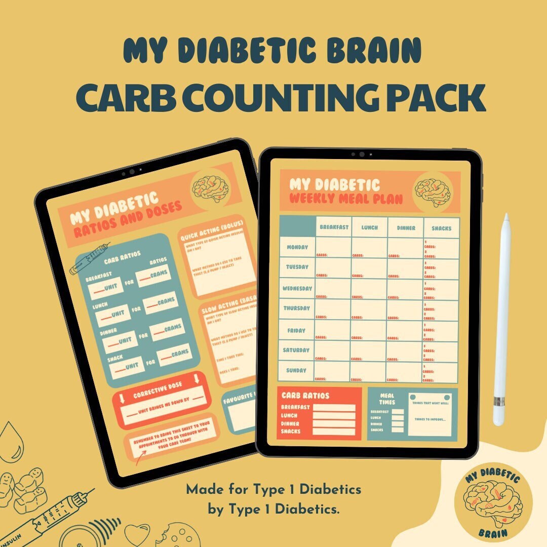 Type 1 Diabetes Carb Counting Pack My Diabetic Brain Etsy