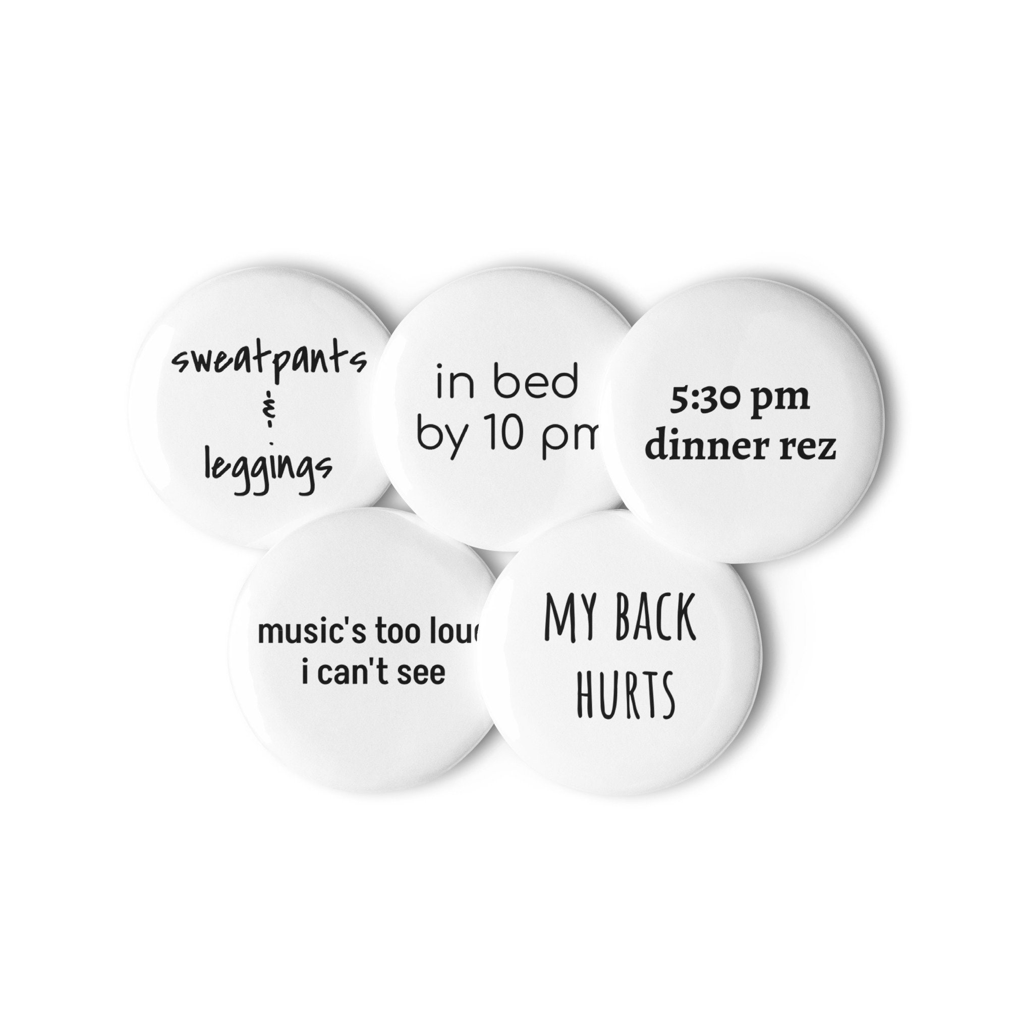 Getting Old Funny Button Pins, Set of 5 Pins, Button Pins, Funny Pins ...
