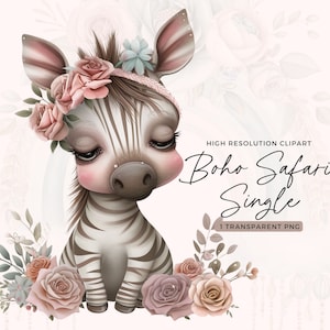 Boho Safari Tier Clipart | Süße Safari Tiere Clipart Png | Dschungel Tiere Clipart | Safari Dschungeltiere Clip Art | Kinderzimmer Wand Dekor