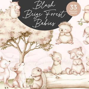 Baby Waldtiere Clipart | Boho Waldtiere | Kreaturen, Wald, Hase Kaninchen Aquarell, Kinderzimmer Dekor Wand Kunst | Babyparty