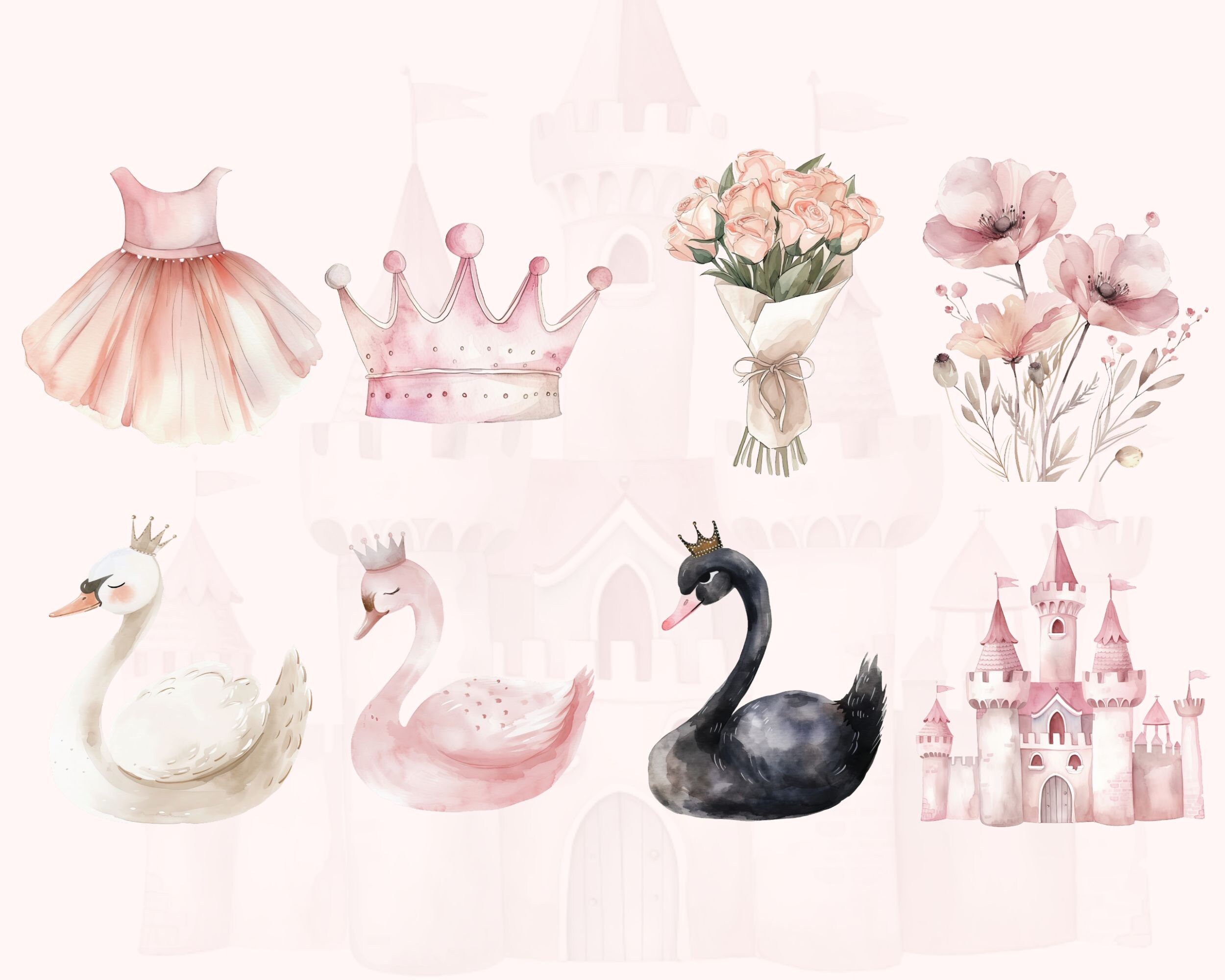 Watercolor Swan Lake Clipart | Ballerina Clipart | Ballet PNG | Swan ...