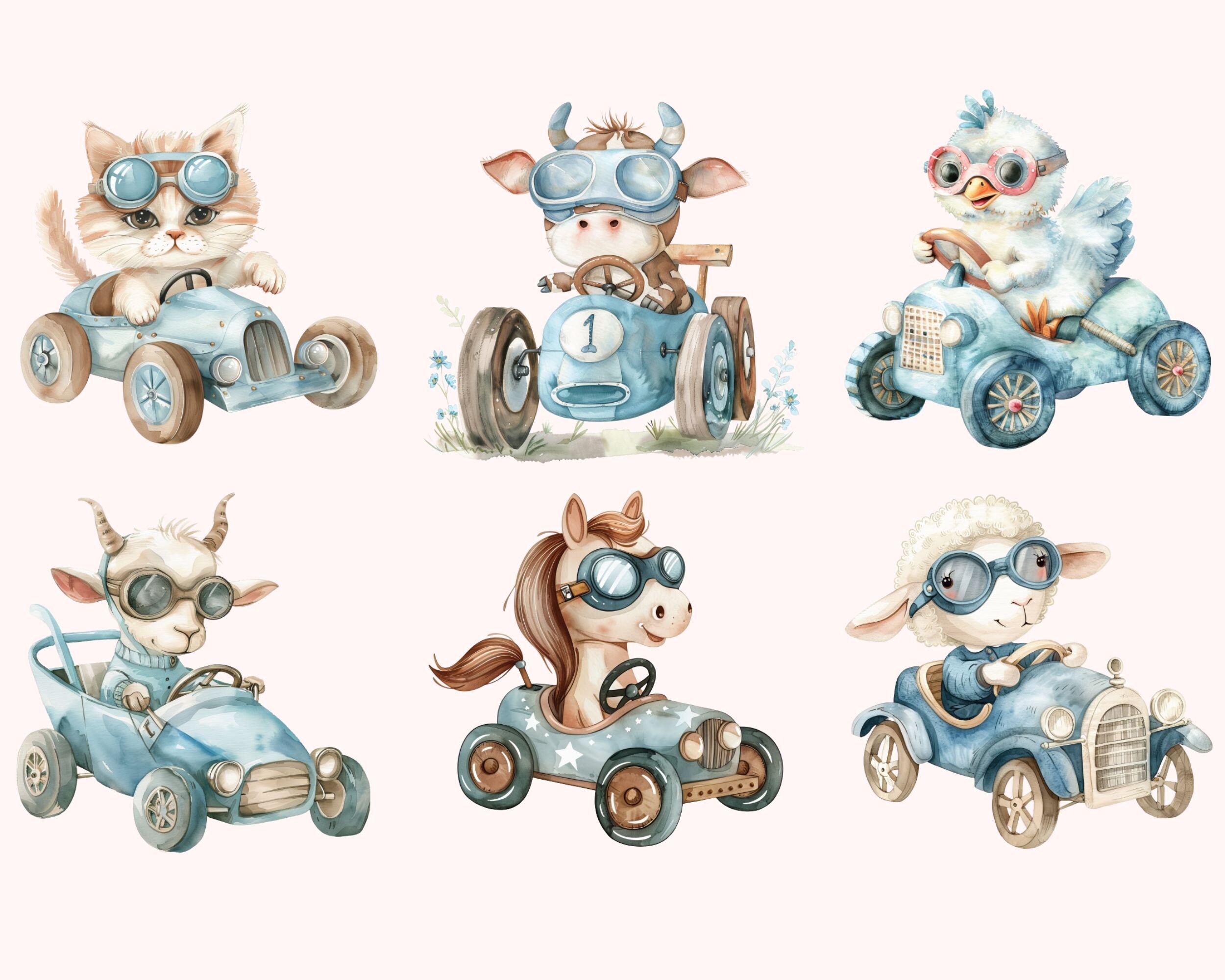 Farm Animal Racer Clipart | Racing Cars Clipart | Baby Boy Sport Cars ...