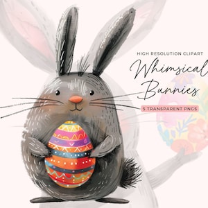 Skurrile Ostern Clipart | Skurril Häschen Clipart | Aquarell Kaninchen Clipart | Ostern Clipart | Osterhase Clipart | Junk Journal