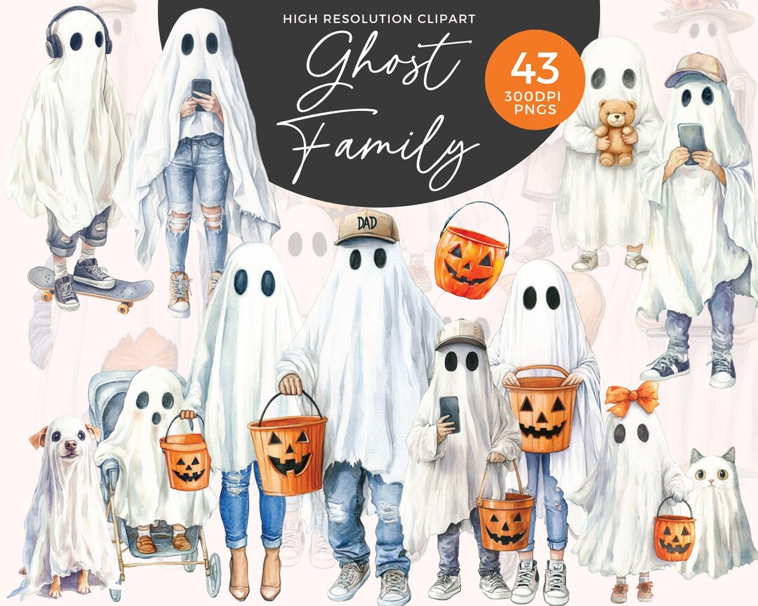Halloween Ghost Family Clipart | Family Halloween PNG | Halloween ...