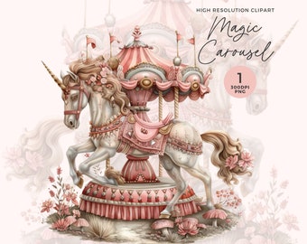Carousel Horse Clipart | Carnival Nursery Art (PNG)