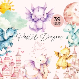 Cute Baby Dragon Clipart | Mystical Animals | Cute Dragon | Fantasy Dragon Clipart | Baby Dragon Clipart | Paper Craft | Junk Journal