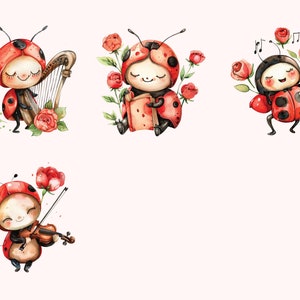Watercolor Ladybug Clipart PNG | Kawaii Nursery Sublimation (16 Images ...
