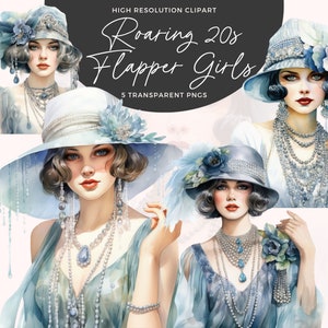 狂騒の20年代のクリップアート | フラッパーガールのクリップアート | グレートギャツビーのクリップアート | ビンテージのクリップアートの印刷物 | アールデコ | ジャンクジャーナル | 商用利用