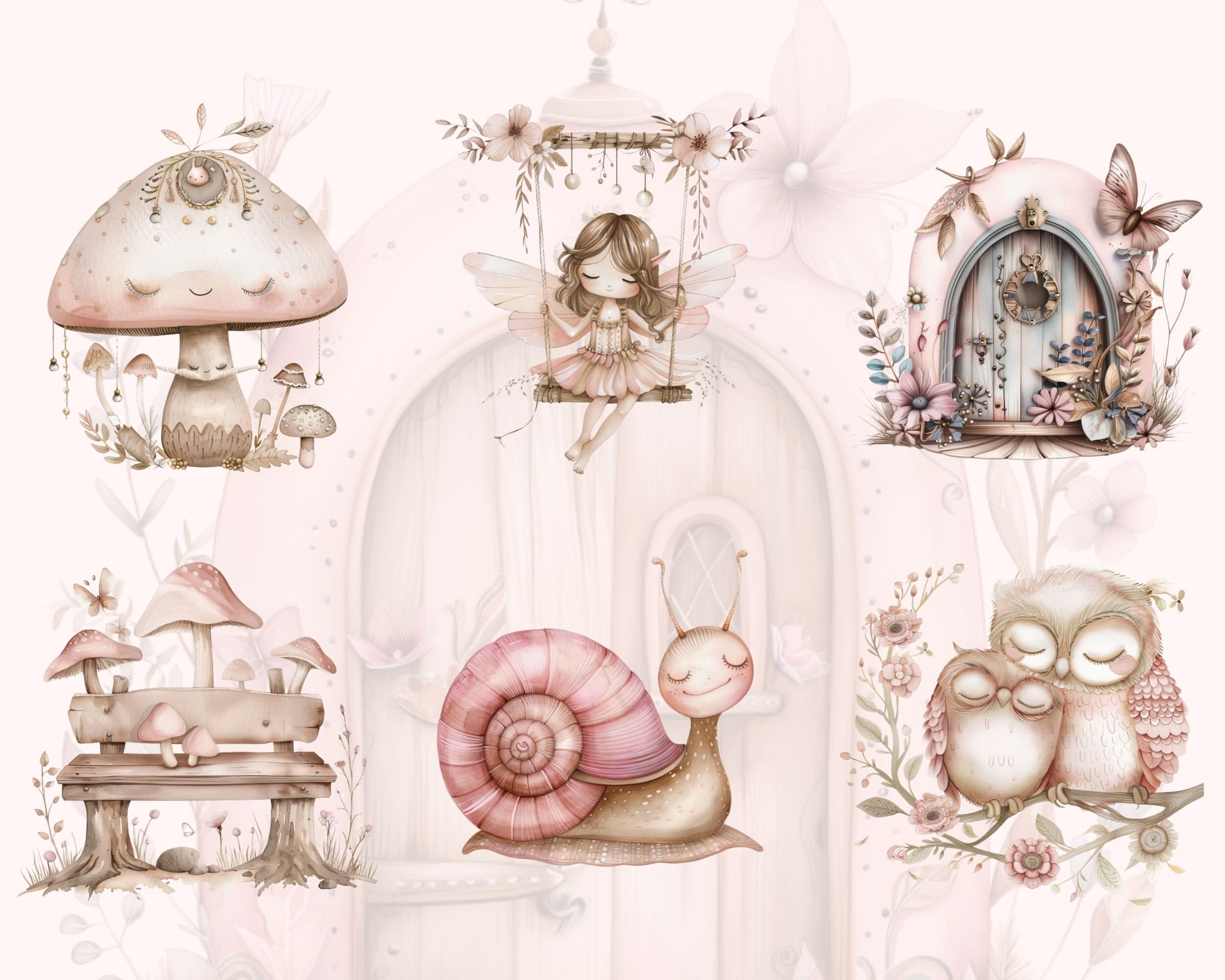 Pink Fairy Garden Clipart | Magical Forest PNG (digital Download) - Etsy