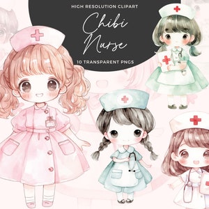 Chibi Nurse Clipart Bundle | Hospital Clipart | Chibi Nurse PNG | Hospital Health Care Clipart | Junk Journals | Digital Paper Craft