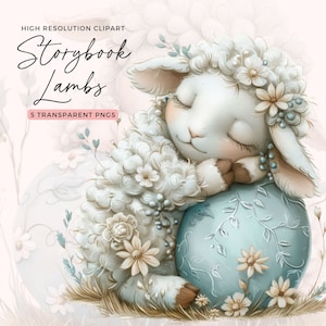 Cute Easter Lamb Clipart | Country Baby Shower Decor | Boho Lamb Clipart | Boho Easter | White Sheep | Spring Holiday | Junk Journal
