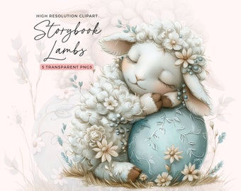 Boho Easter Lamb Clipart | Spring Baby Shower Decor (PNG)