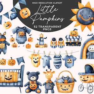 Baby Brauen | Halloween-Baby-Dusche Clipart | Niedliche Halloween-Babykleidung | Little Boo braut zusammen | Herbst-Babyparty | Kleiner Kürbis