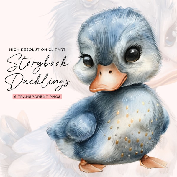 Storybook Duckling Clipart | Watercolor Cute Duck Clipart | Duck Illustration | Baby Shower | Duckling Clipart | Card Making
