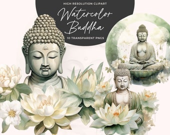 Watercolor Buddha Clipart | Zen Spiritual PNG (Digital Download)