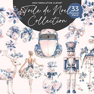 Chinoiserie Christmas Clipart | Christmas Toile | Grandmillenial Christmas PNG | Preppy Christmas | Pastel Christmas | Akwarela