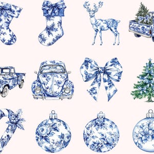 Christmas Toile Clipart | Toile De Jouy Clipart | French Vintage ...