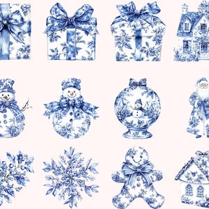 Christmas Toile Clipart | Toile De Jouy Clipart | French Vintage ...