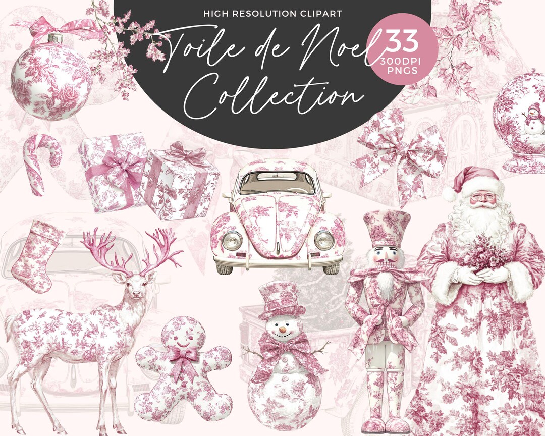 Christmas Toile Clipart | Toile De Jouy Clipart | French Vintage ...