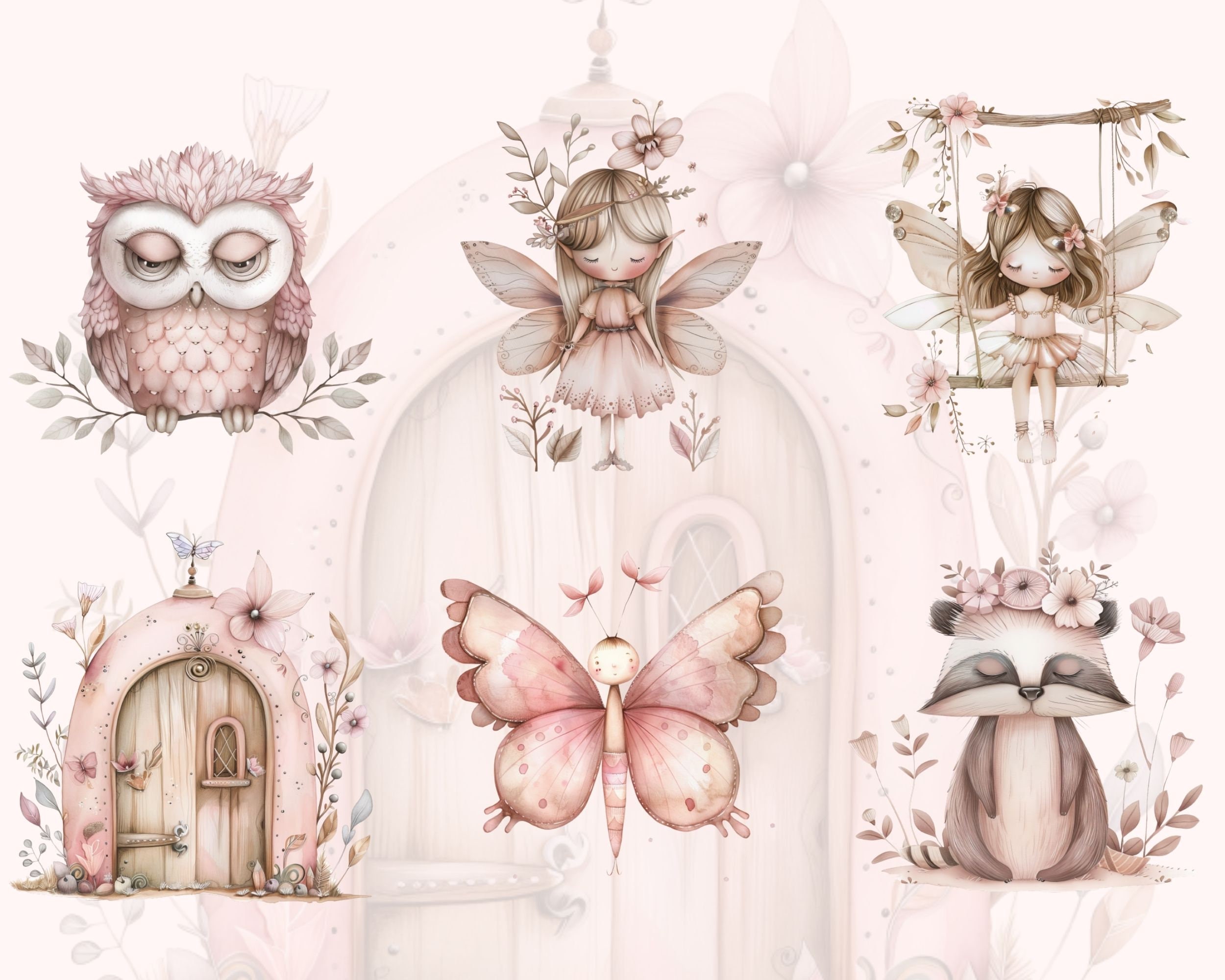 Pink Fairy Garden Clipart | Magical Forest PNG (digital Download) - Etsy