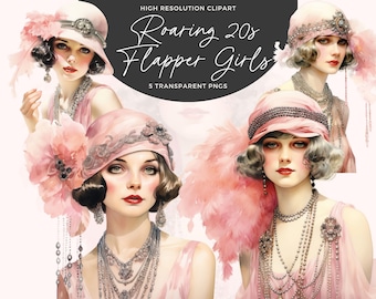 Flapper Girls Clipart | Roaring 20s Art Deco PNG Images (Commercial Use)