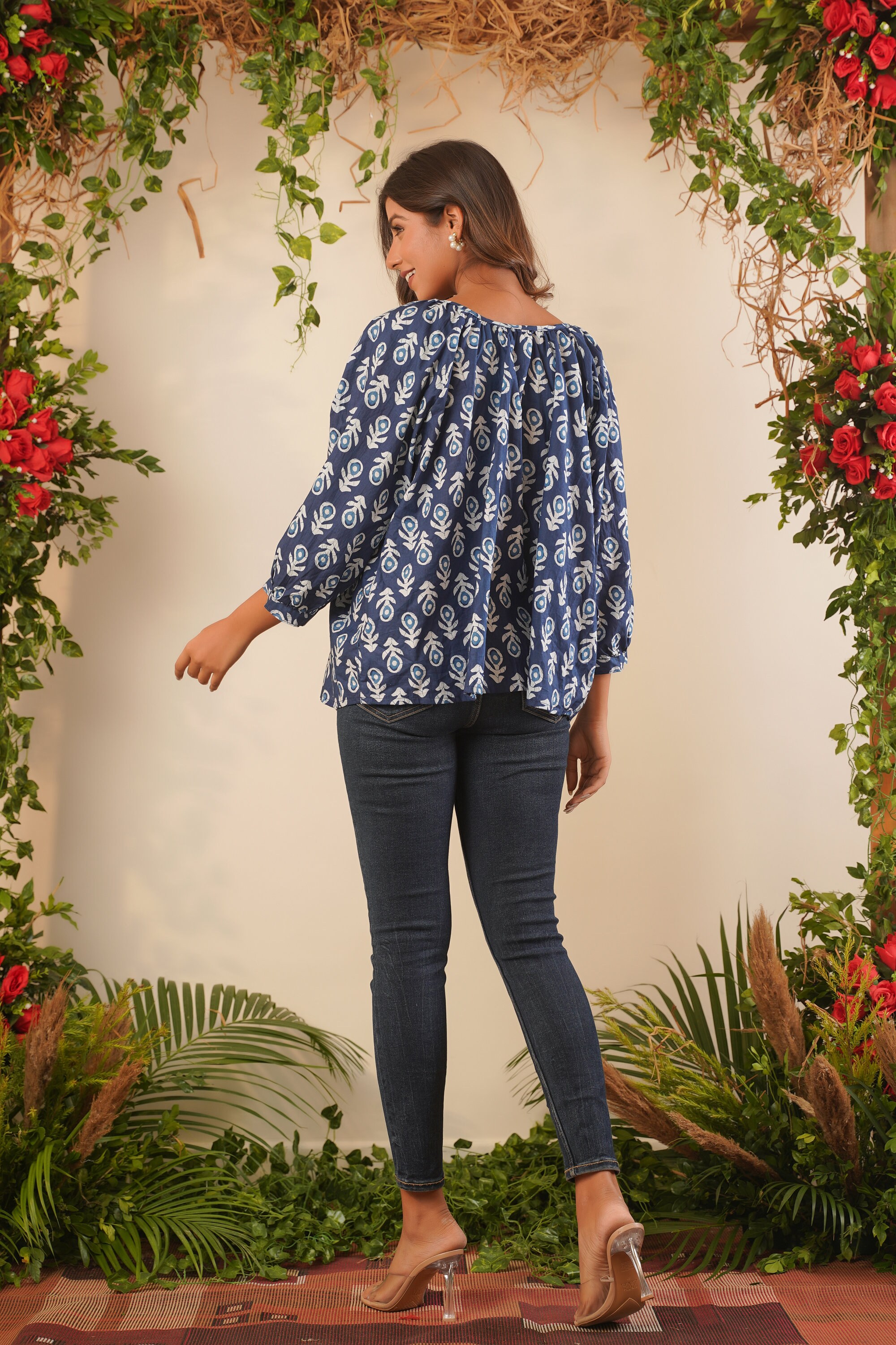 LEILA™ – Classic V-Neck Tunic Blouse